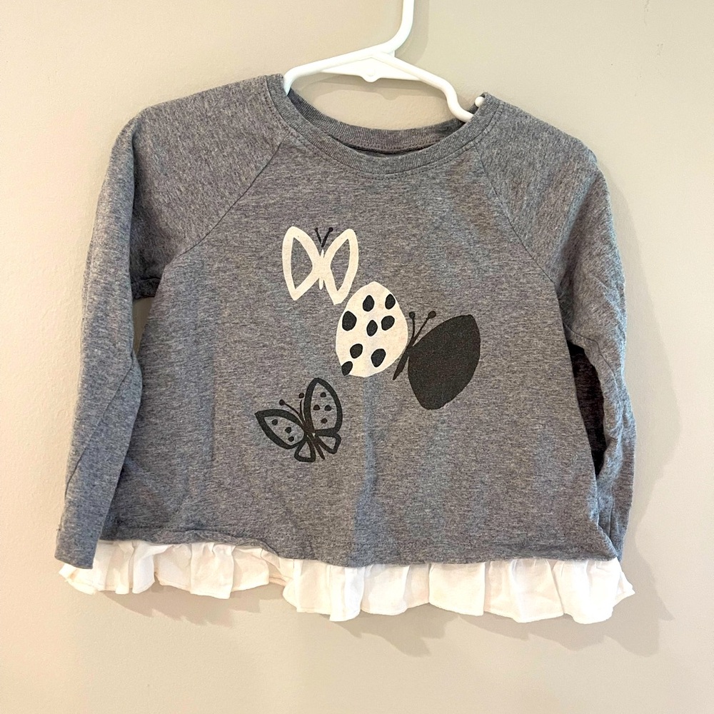 Tea collection girlsGray Butterfly Kids Top